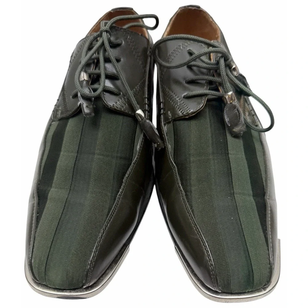 Expressions by RC Men's Dress Shoes Green Leather Fabric Size 10.5 Square Toe